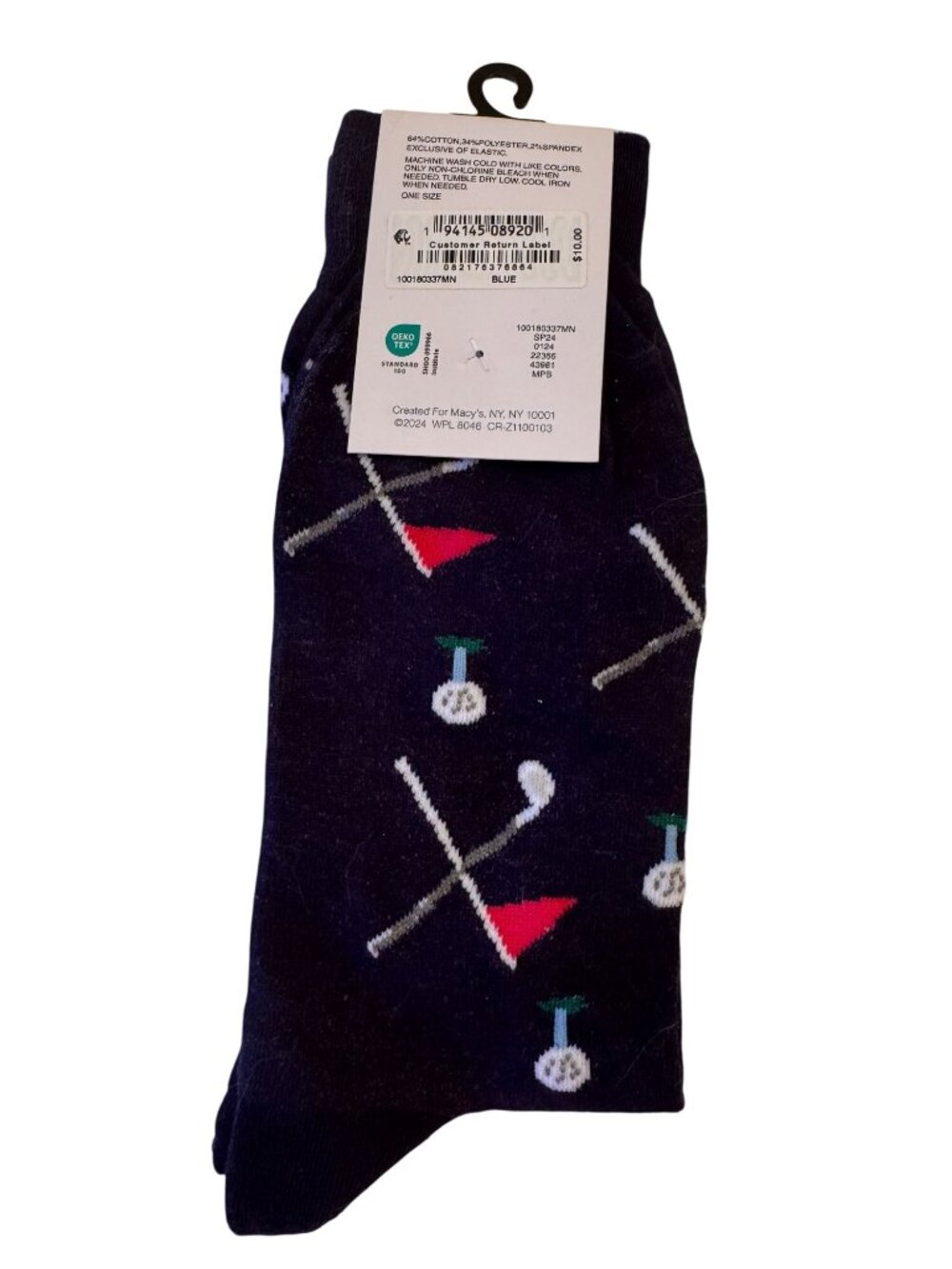 Club Room Crew Socks Golf Club Print One Size Fits Most $10 Navy